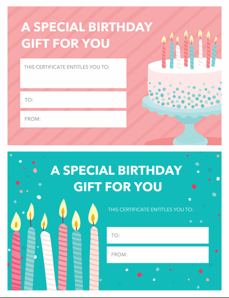 Birthday Gift Certificate (Bright Design) With Movie Gift Certificate Template