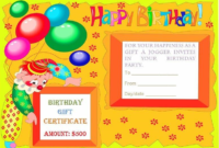 Birthday Gift Certificate Templates Pertaining To Fantastic Birthday Gift Certificate