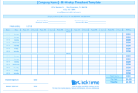 Biweekly Timesheet Template | Free Excel Templates | Clicktime Regarding Employee Time Log Template