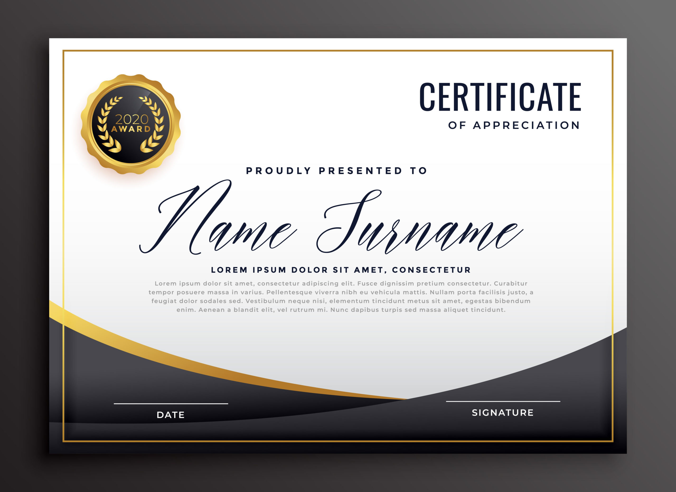 Black Certificate Of Appreciation Template Download Free Pertaining To Fantastic Free Certificate Of Appreciation Template Downloads