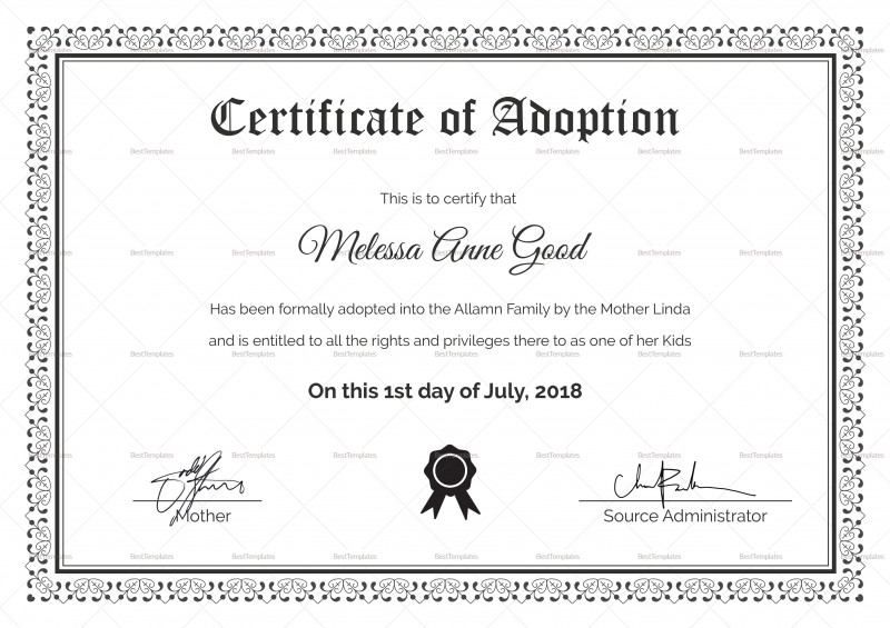 Blank Adoption Certificate Template Unique Adoption Regarding Fascinating Dog Adoption Certificate Template