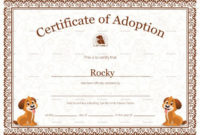 Blank Adoption Certificate Template Unique Kitten Adoption Pertaining To Dog Adoption Certificate Template
