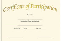Blank Award Certificate Templates | Participation Throughout Sample Certificate Of Participation Template