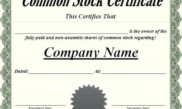 Blank Share Certificate Template Free (5) Templates Pertaining To Blank Share Certificate Template Free
