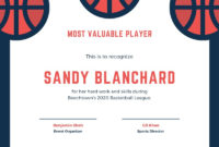 Blue Red And White Basketball Illustration Sport Certificate For New Mvp Certificate Template