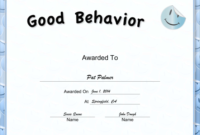 Blue Smiley Good Behavior Certificate Printable Certificate With Regard To Good Behaviour Certificate Templates