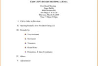 Board Meeting Agenda Template Non Profit Pertaining To Template For An Agenda For A Meeting