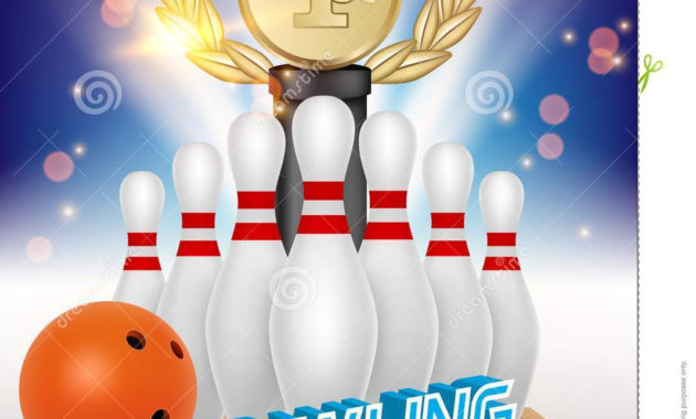 Bowling Tournament Poster Vector Realistic Illustration Inside Simple Bowling Certificate Template Free 8 Frenzy Designs