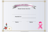 Breast Cancer Survivor Bravery Certificate Template Intended For Bravery Award Certificate Templates