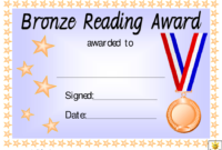 Bronze Reading Award Certificate Template Download With Amazing Reading Certificate Template Free