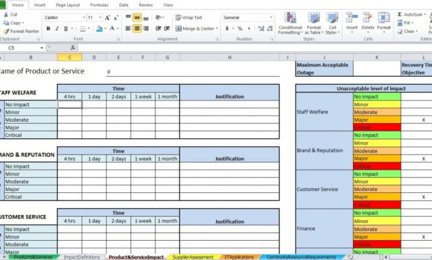 Business Impact Analysis Template Excel | Template Within Cost Impact Analysis Template