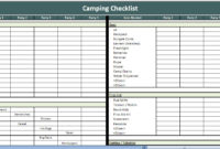 Camping Checklist Excel Template | Excel Camping Checklist With Regard To Camping Menu Planner Template