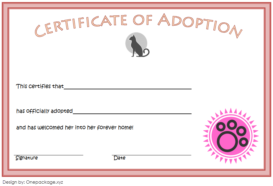 Free Printable Kitten Birth Certificate