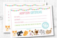 Cat Adoption Certificate Pet Adoption Party Kitty Adoption For Cat Adoption Certificate Templates