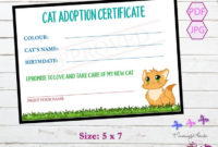Cat Animal Adoption Certificate, Pet Adoption, Adopt An Pertaining To Cat Adoption Certificate Templates