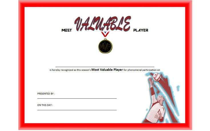 Certificate For Mvp Volleyball Free Printable 1 In 2020 For Mvp Certificate Template