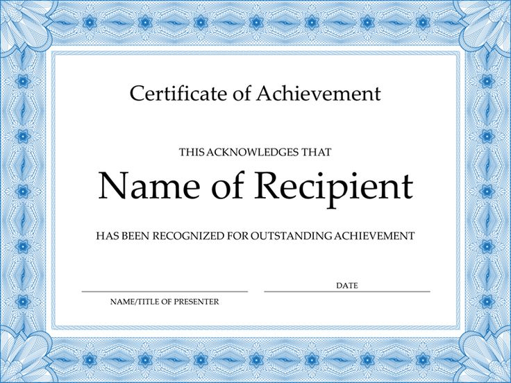Certificate Of Achievement (Blue) In 2020 | Certificate Of Inside Simple Certificate Of Achievement Template Word
