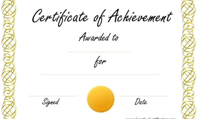 Certificate Of Achievement Certificates Templates Free In Tennis Achievement Certificate Templates