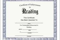 Certificate Of Achievement For Reading Printable Certificate For Free Reading Achievement Certificate Templates
