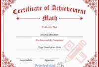 Certificate Of Achievement Math Template In Your Pink Throughout Fantastic Math Achievement Certificate Templates