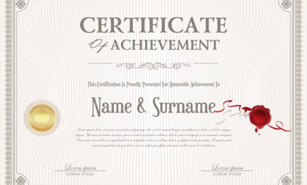 Certificate Of Achievement Retro Design Template Pertaining To Certificate Of Attainment Template