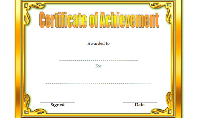 Certificate Of Achievement Template Word Free, Certificate With Regard To Simple Certificate Of Attainment Template