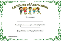 Certificate Of Appreciation For Teacher Free (Green Leaf With Regard To Classroom Certificates Templates