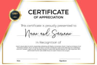 Certificate Of Appreciation Or Achievement With Award Throughout New Sample Certificate Of Recognition Template