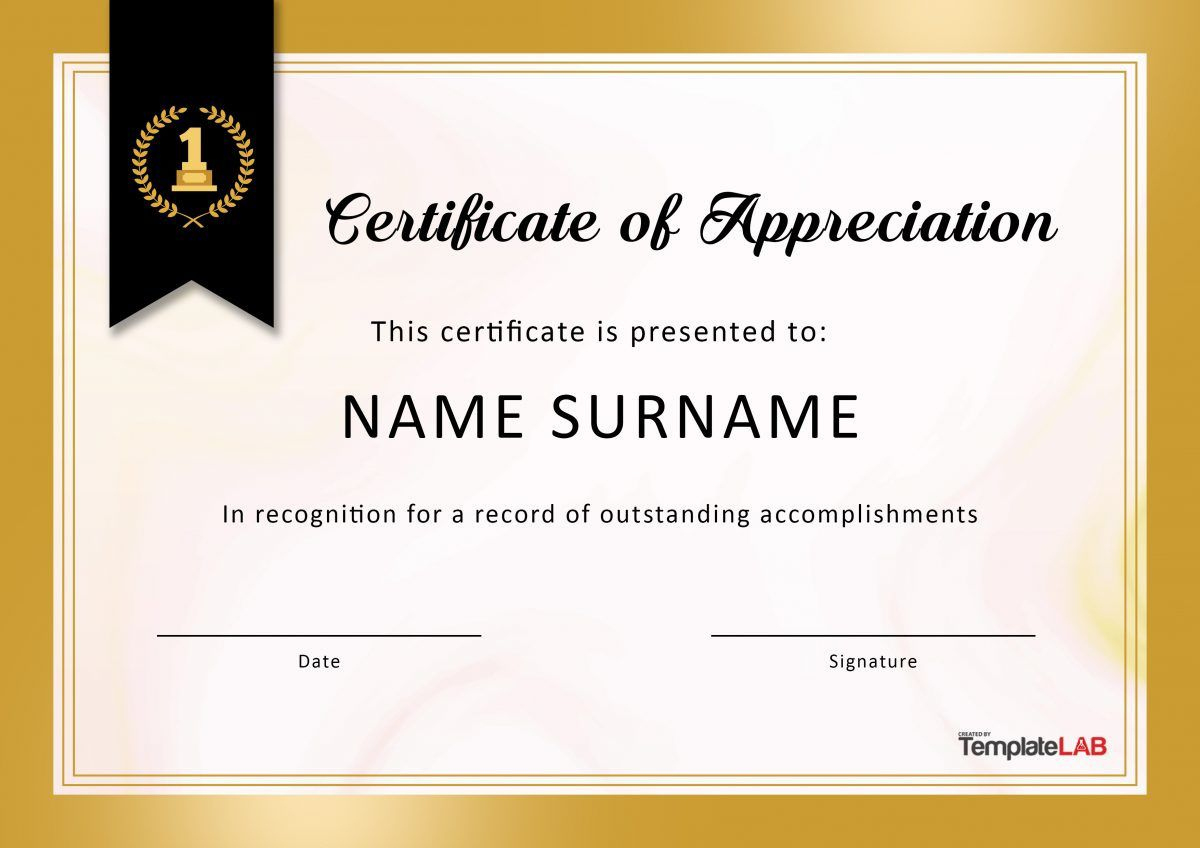 Certificate Of Appreciation Template ~ Addictionary Within Certificate Of Recognition Word Template