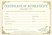 Certificate Of Authenticity Template Free Ideas Bunch For For Certificate Of Authenticity Photography Template
