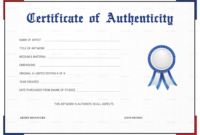 Certificate Of Authenticity Template In Art Certificate Template Free