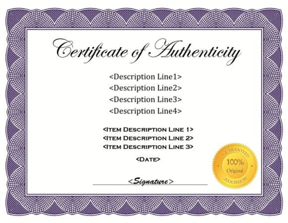 Certificate Of Authenticity Template | Professional Templates For ...