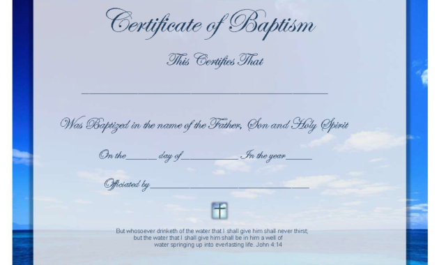 Certificate Of Baptism | Templates At Allbusinesstemplates With Regard To Fascinating Baptism Certificate Template Word