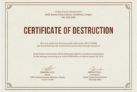 Certificate Of Destruction Template Stunning Word With Destruction Certificate Template
