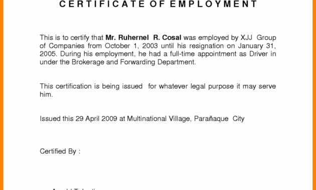 Certificate Of Employment Doc Wecanfixhealthcare Intended For Template Of Certificate Of Employment
