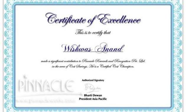 Certificate Of Excellence : Certificate Of Appreciation Inside Simple Academic Excellence Certificate