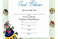 Certificate Of Good Behavior For Kids Free Download With Regard To Good Behaviour Certificate Editable Templates