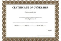 Certificate Of Ownership Template (2) Templates Example With Regard To Certificate Of Ownership Template