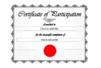 Certificate Of Participation Template Regarding Free Certification Of Participation Free Template