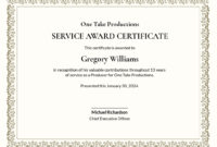 Certificate Of Years Of Service Template / Employee For Certificate For Years Of Service Template