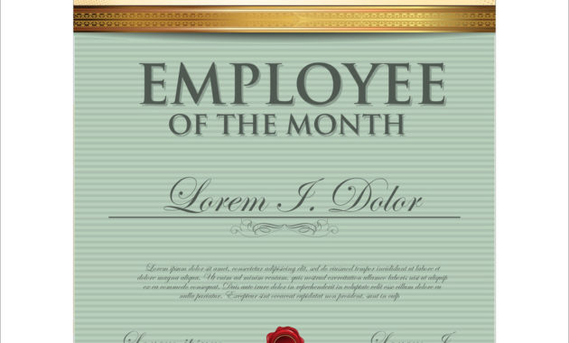 Certificate Template Employee Of The Month Vector Image Inside Simple Employee Of The Month Certificate Template