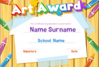 Certificate Template For Art Award With Crayons | Premium Pertaining To Fascinating Drawing Competition Certificate Templates