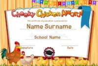 Certificate Template For Cheeky Chicken Award With For Fresh Zoo Gift Certificate Templates Free Download