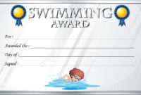 Certificate Template For Swimming Award Illustration In Free Swimming Certificate Template