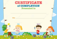 Certificate Template With Happy Children Stock Vector Pertaining To Free 7 Certificate Of Stock Template Ideas
