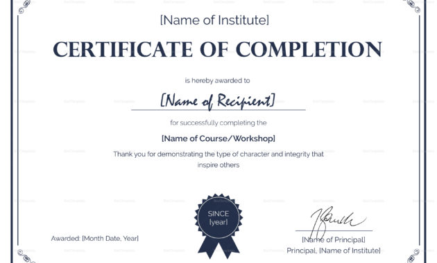 Certificate Templates: Formal Completion Certificate Intended For Fascinating Certificate Of Completion Construction Templates