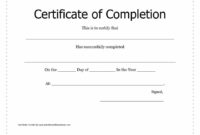 Certificate Templates: Sample Blank Certificates Inside Simple Certificate Of Completion Template Free Printable