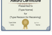 Certificate Templates With Free Art Award Certificate Templates Editable