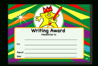 Certificate: Writing Award Superstickers Pertaining To Handwriting Award Certificate Printable