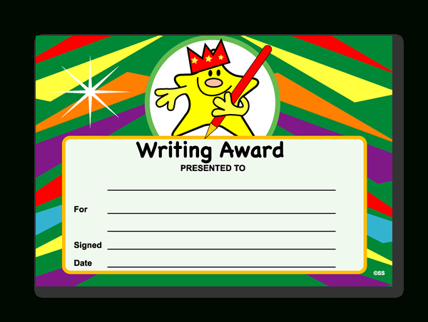 Certificate: Writing Award Superstickers Pertaining To Handwriting Award Certificate Printable